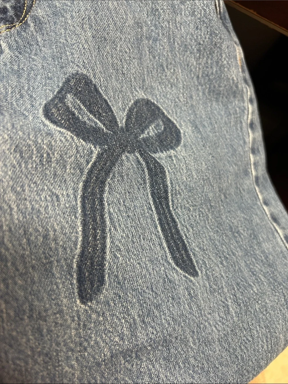 Old Navy Blue Denim Bow-Print Boyfriend Jeans sz 12